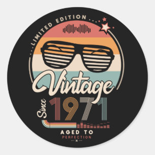 Vintage since 1971 classic round sticker