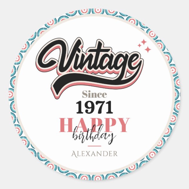 Vintage since - 1971 classic round sticker (Front)