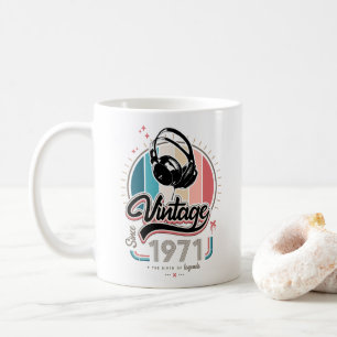 Vintage since 1971 headphones coffee mug