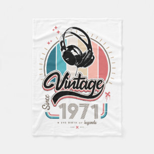 Vintage since 1971 headphones fleece blanket