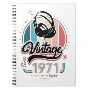 Vintage since 1971 headphones notebook