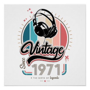 Vintage since 1971 headphones poster