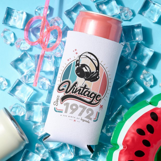 Vintage since 1972 headphones seltzer can cooler (In Situ Summer)