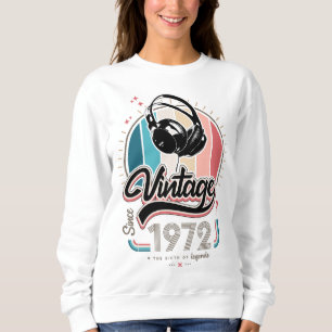 Vintage since 1972 headphones sweatshirt