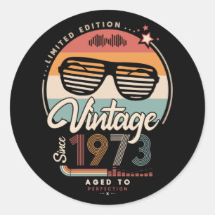 Vintage since 1973 classic round sticker
