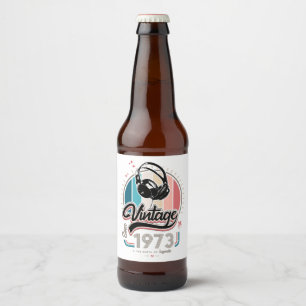 Vintage since 1973 headphones beer bottle label