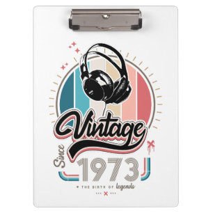 Vintage since 1973 headphones clipboard