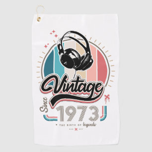 Vintage since 1973 headphones golf towel
