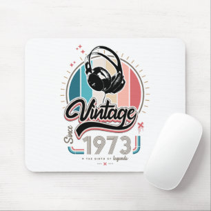 Vintage since 1973 headphones mouse mat