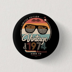 Vintage since 1974 3 cm round badge