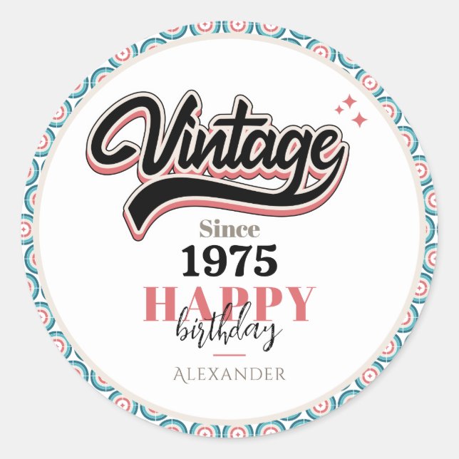 Vintage since - 1975 classic round sticker (Front)