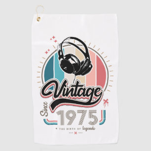 Vintage since 1975 headphones golf towel