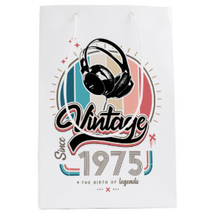 Vintage since 1975 headphones medium gift bag