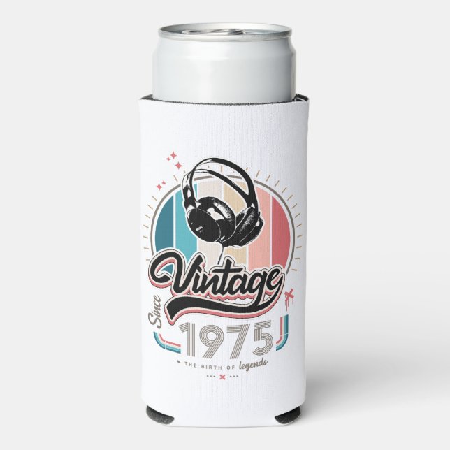 Vintage since 1975 headphones seltzer can cooler (Seltzer Back)