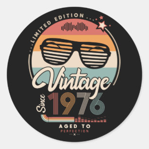 Vintage since 1976 classic round sticker