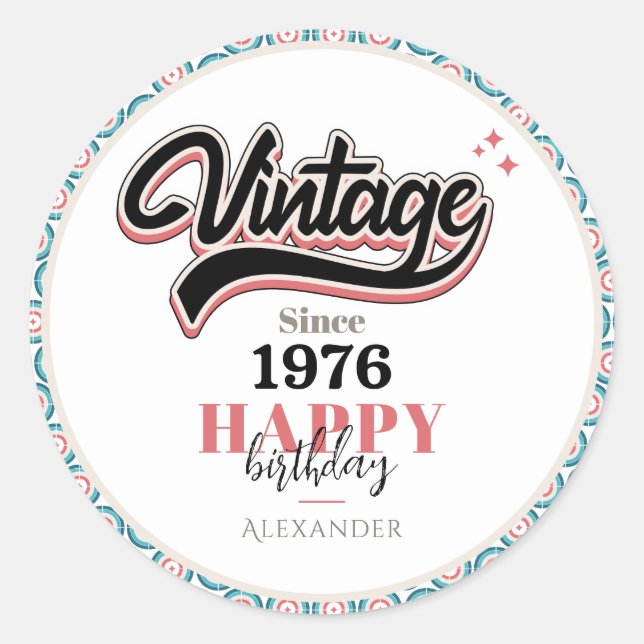 Vintage since - 1976 classic round sticker (Front)