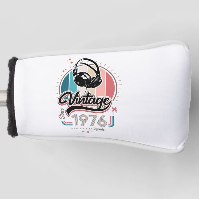 Vintage since 1976 headphones golf head cover (Front)