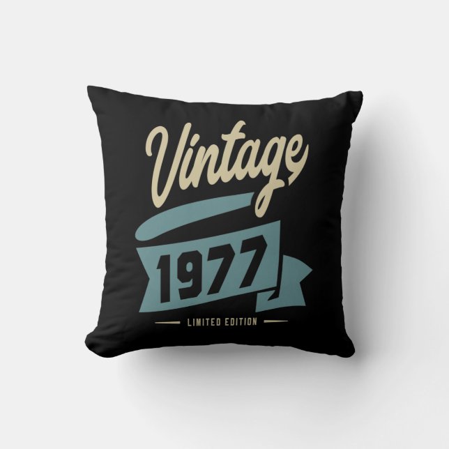 Vintage Since 1977 Birthday Gift Cushion (Front)