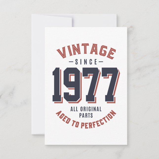 Vintage Since 1977 Birthday Gift RSVP Card (Front)