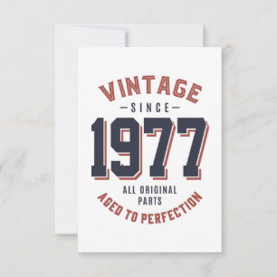 Vintage Since 1977 Birthday Gift RSVP Card