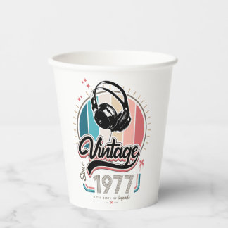 Vintage since 1977 headphones paper cups