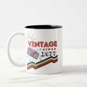 Vintage since 1977 Nostalgic & Vintage Music Two-Tone Coffee Mug