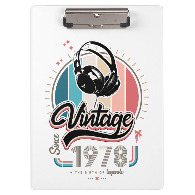 Vintage since 1978 headphones clipboard (Front)