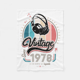 Vintage since 1978 headphones fleece blanket