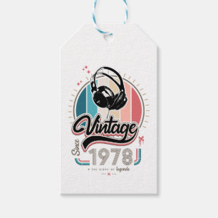Vintage since 1978 headphones gift tags