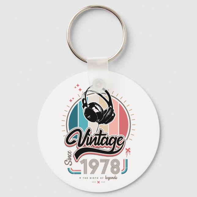 Vintage since 1978 headphones key ring (Front)