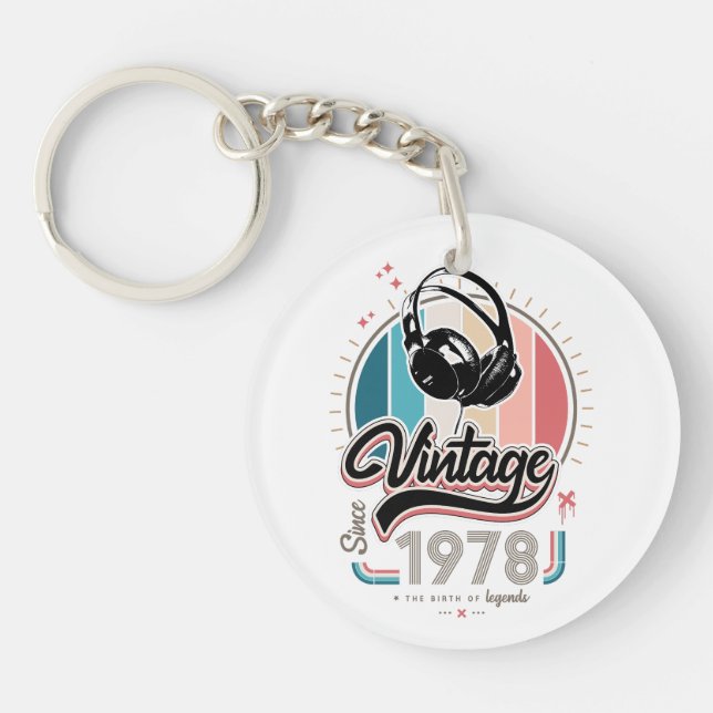 Vintage since 1978 headphones key ring (Front)