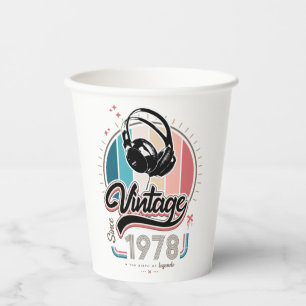 Vintage since 1978 headphones paper cups