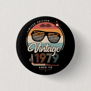 Vintage since 1979 3 cm round badge