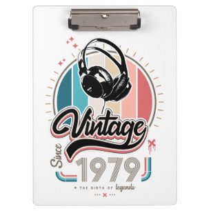 Vintage since 1979 headphones clipboard