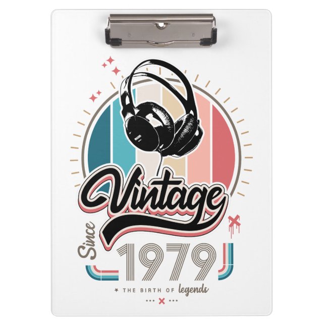 Vintage since 1979 headphones clipboard (Front)