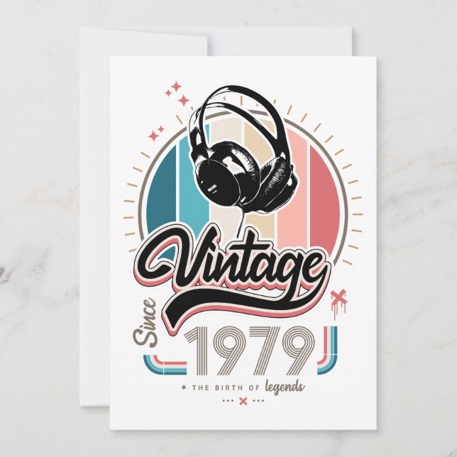 Vintage since 1979 headphones invitation (Front)