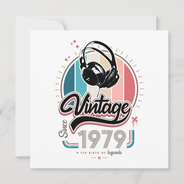 Vintage since 1979 headphones invitation (Front)