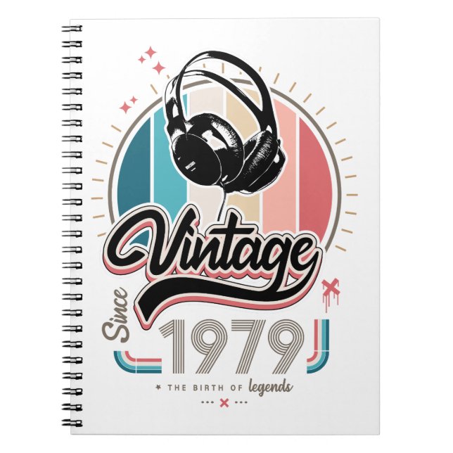 Vintage since 1979 headphones notebook (Front)