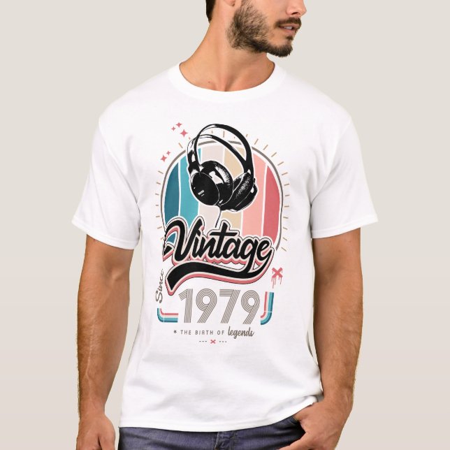 Vintage since 1979 headphones T-Shirt (Front)