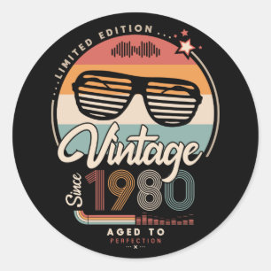 Vintage since 1980 classic round sticker