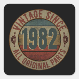 VINTAGE SINCE 1982 ALL ORIGINAL PARTS SQUARE STICKER