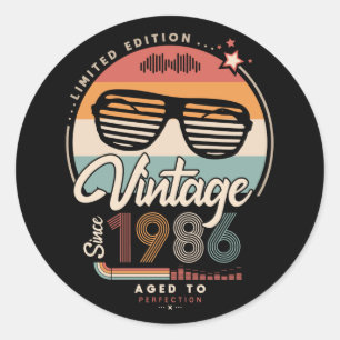 Vintage since 1986 classic round sticker