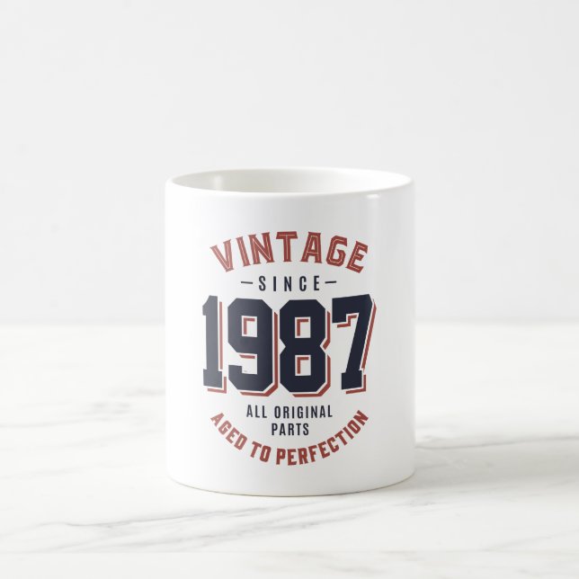 Vintage Since 1987 Birthday Gift Coffee Mug (Center)