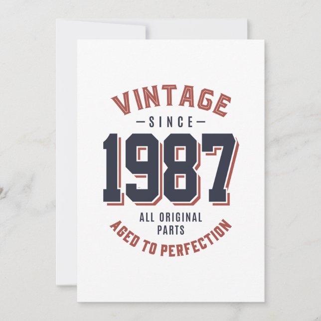 Vintage Since 1987 Birthday Gift Invitation (Front)
