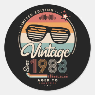 Vintage since 1988 classic round sticker