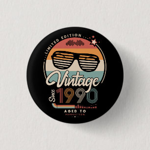 Vintage since 1990 3 cm round badge
