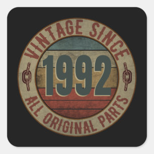 VINTAGE SINCE 1992 ALL ORIGINAL PARTS SQUARE STICKER