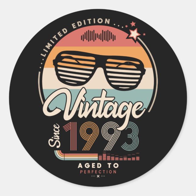Vintage since 1993 classic round sticker (Front)