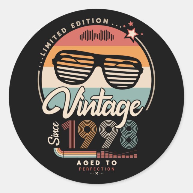 Vintage since 1998 classic round sticker (Front)