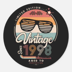 Vintage since 1998 classic round sticker